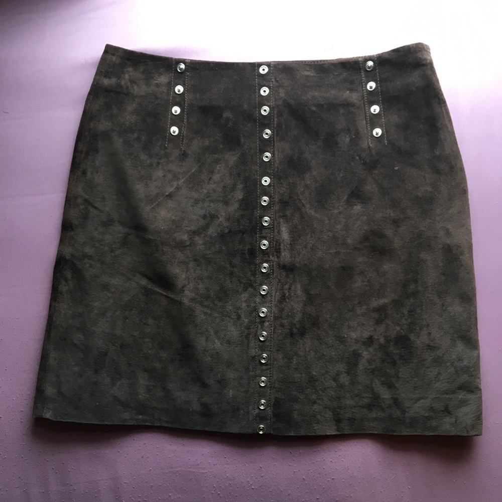 Cache genuine leather brown skirt
